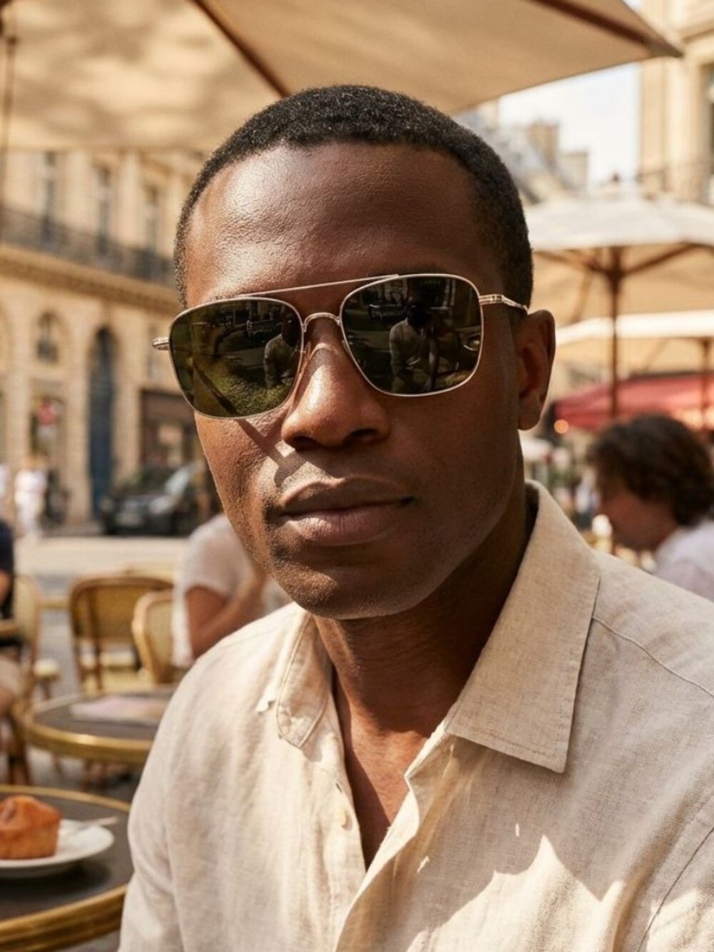 Montblanc MB0236SK 003 Sunglasses Gold Square Frame, Solid Green Lenses